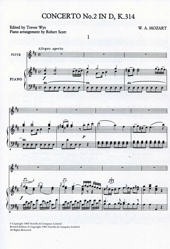 W.A. Mozart【Flute Concerto】 No. 2 in D , K. 314 & Andante in C , K. 315