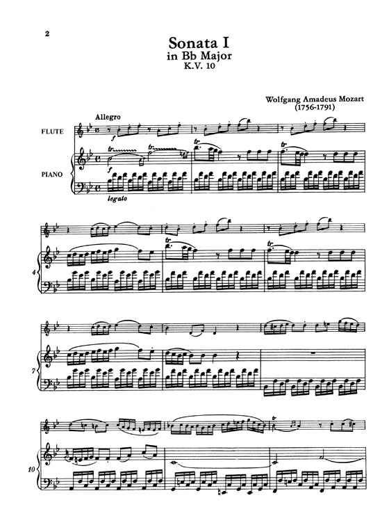 Mozart【Six Sonatas , K. 10 , K. 11 , K. 12】Volume 1 for Flute and Piano