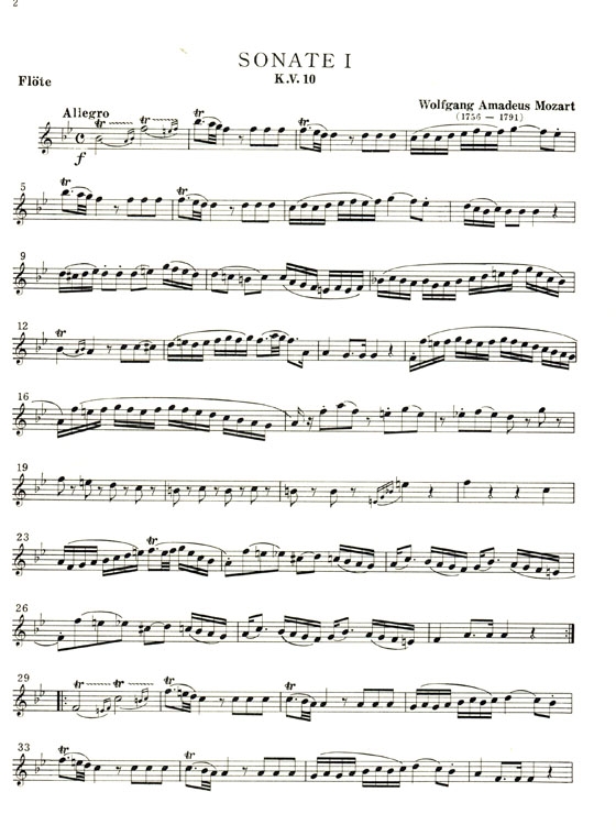 W.A. Mozart【 6 Sonaten , K.V. 10, K. 11, K. 12】, Vol. 1 für Flöte und Klavier