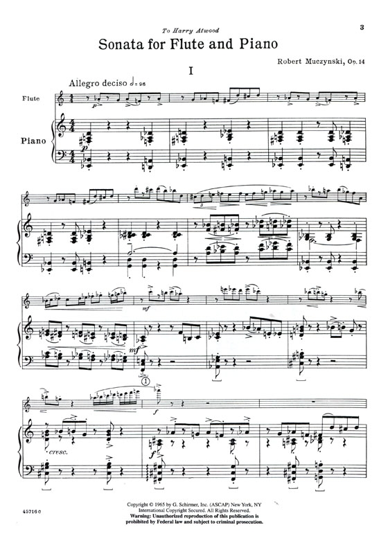 Robert Muczynski【Sonata , Op. 14】for Flute and Piano Robert Muczynski【Sonata , Op. 14】for Flute and Piano