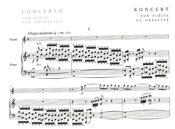 Carl Nielsen【Concerto】for Flute and Orchestra Piano Score