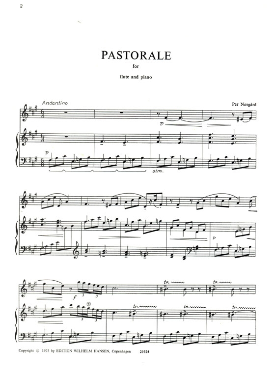 Per Norgard【Pastorale】for Flute and Piano