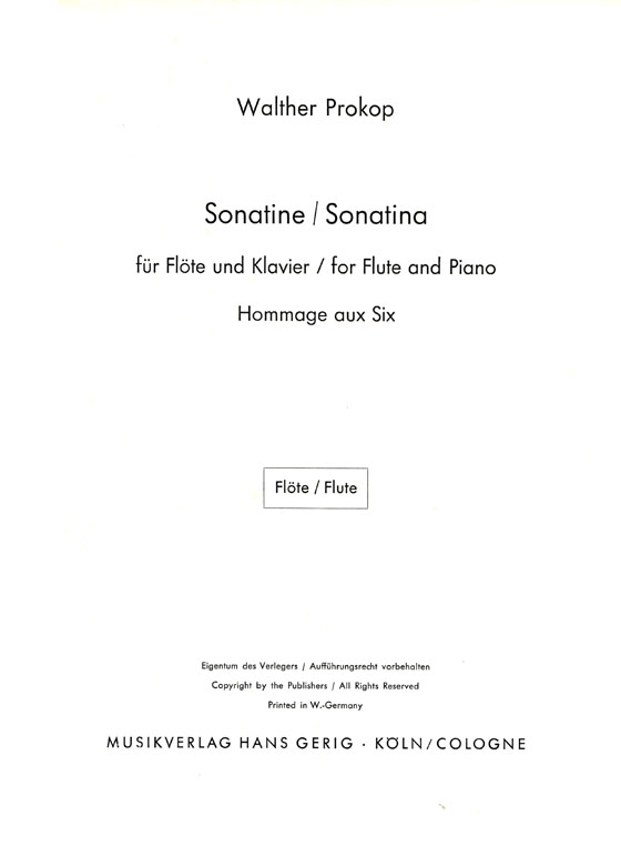 Walther Prokop【Sonatine】für Flöte und Klavier