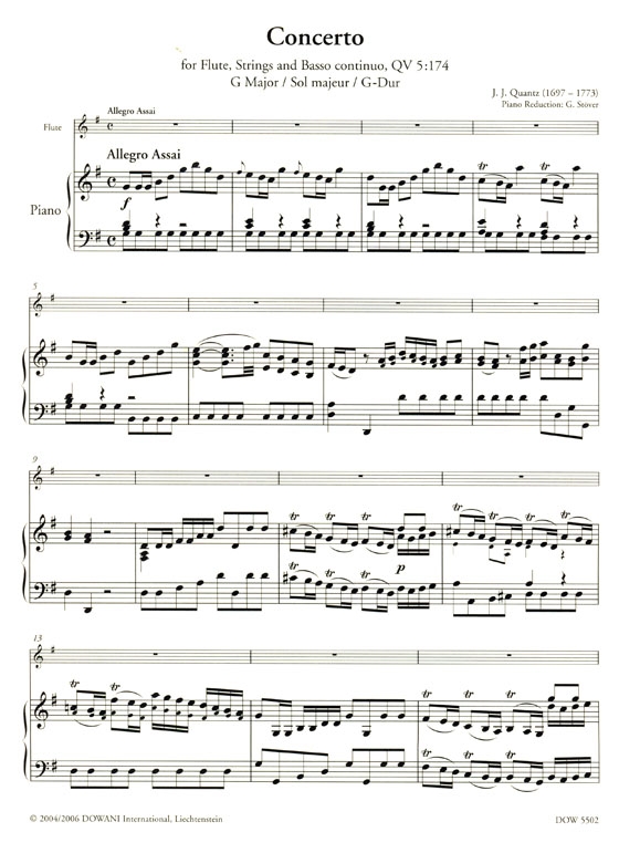 J.J. Quantz【Concerto G Major , QV5 : 174】for Flute, Strings and Basso continuo