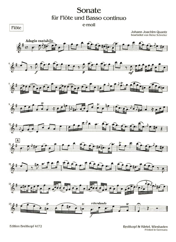 Quantz【Sonate e-moll】für Flöte und Basso continuo