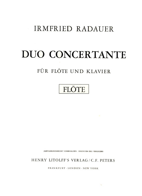 Irmfried Radauer【Duo Concertante】für Flöte und Klavier