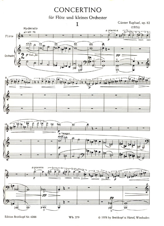 Raphael【Concertino , Op. 82】für Flöte und Klavier