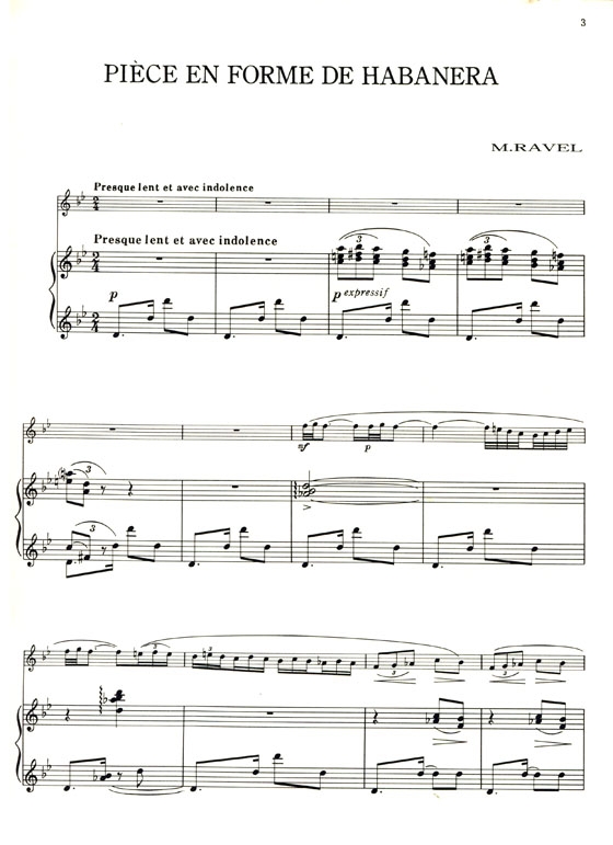 Maurice Ravel【Pièce en Forme De Habanera】for Flute and Piano