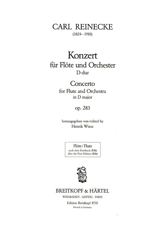 Reinecke【Konzert D-dur , Op. 283】für Flöte und Orchester