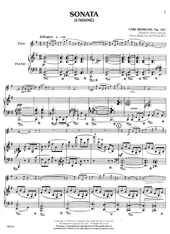 Carl Reinecke【Sonata (Undine) , Op. 167】for Flute and Piano Carl Reinecke【Sonata (Undine) , Op. 167】for Flute and Piano