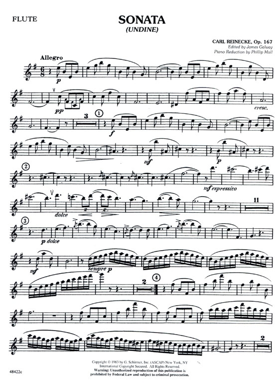 Carl Reinecke【Sonata (Undine)  , Op. 167】for Flute and Piano