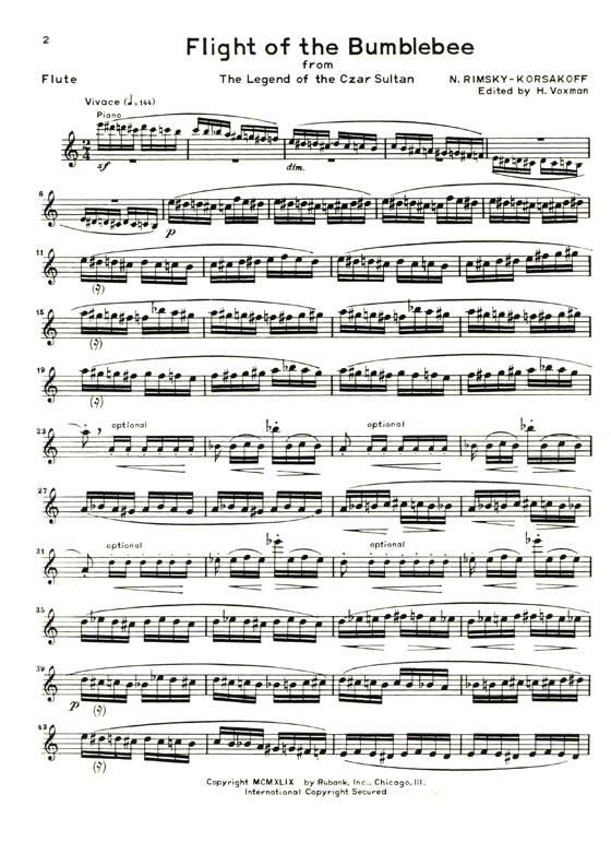 N. Rimsky-Korsakow【The Flight of the Bumblebee】Flute Solos With Piano Accompaniment N. Rimsky-Korsakow【The Flight of the Bumblebee】Flute Solos With Piano Accompaniment