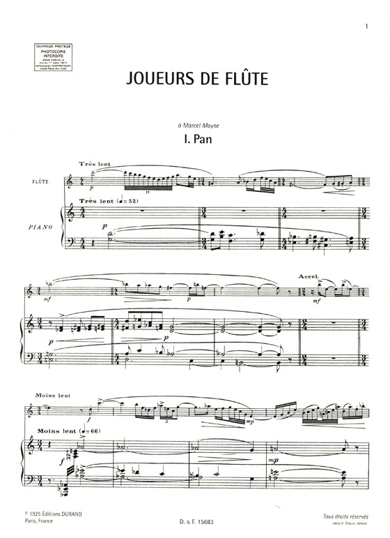 Roussel【Joueurs de Flûte quatre pièces , Op. 27】pour flûte et paino Roussel【Joueurs de Flûte quatre pièces , Op. 27】pour flûte et paino