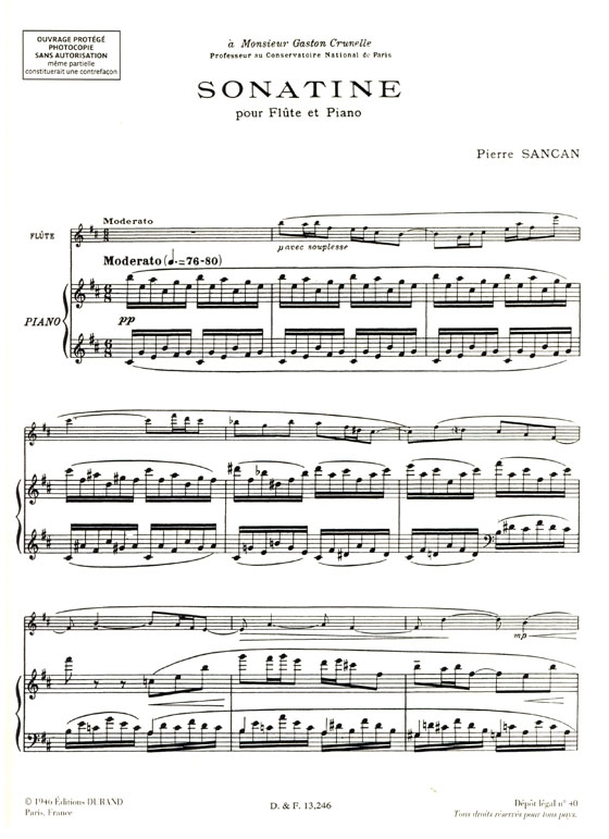 Pierre Sancan【Sonatine】pour flûte and piano Pierre Sancan【Sonatine】pour flûte and piano