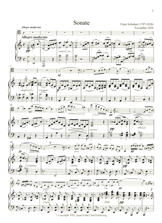 Franz Schubert【Arpeggione Sonate】Ausgabe für Flöte und Klavier
