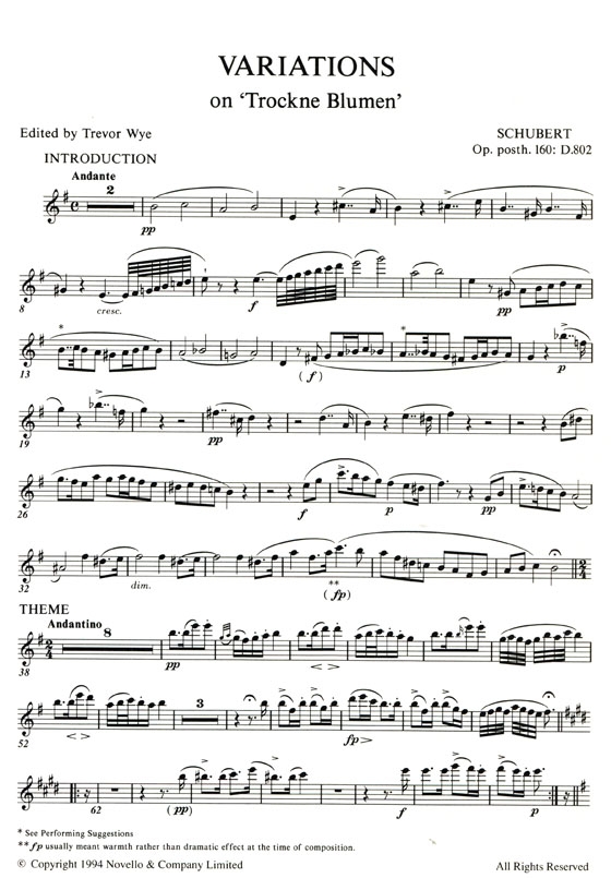 F. Schubert【Theme and Variations , D. 802】for the flute & piano