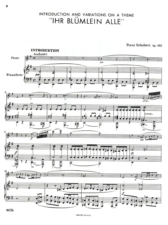 Schubert【Introduction and Variations on a Theme , Ihr Blümlein Alle】for Flute and Piano