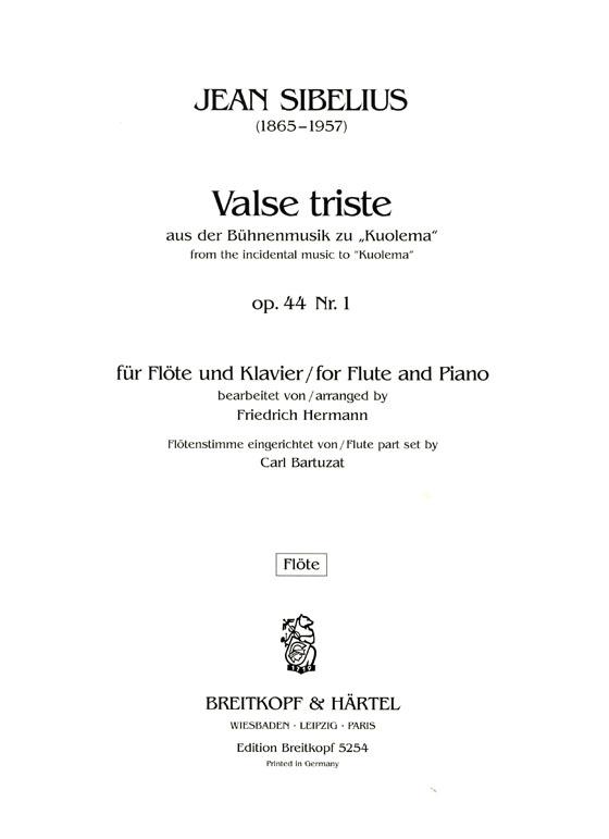 Sibelius【Valse triste , Op. 44 Nr. 1】für Flöte und Klavier