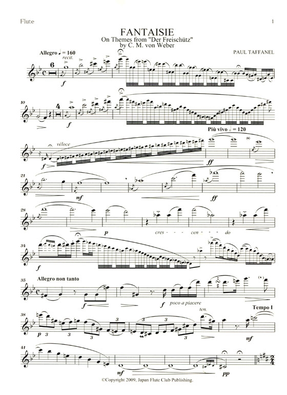 Paul Taffanel【Fantaisie】on Themes from Carl Maria von Weber's opera , Der Freischütz for Flute & Piano Paul Taffanel【Fantaisie】on Themes from Carl Maria von Weber's opera , Der Freischütz for Flute & Piano