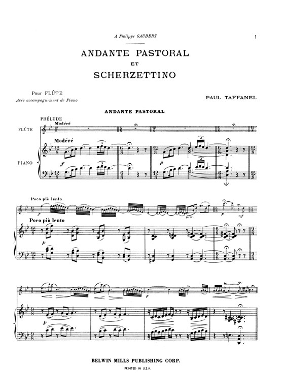 Paul Taffanel【Andante Pastoral et Scherzettino】for Flute and Piano Paul Taffanel【Andante Pastoral et Scherzettino】for Flute and Piano