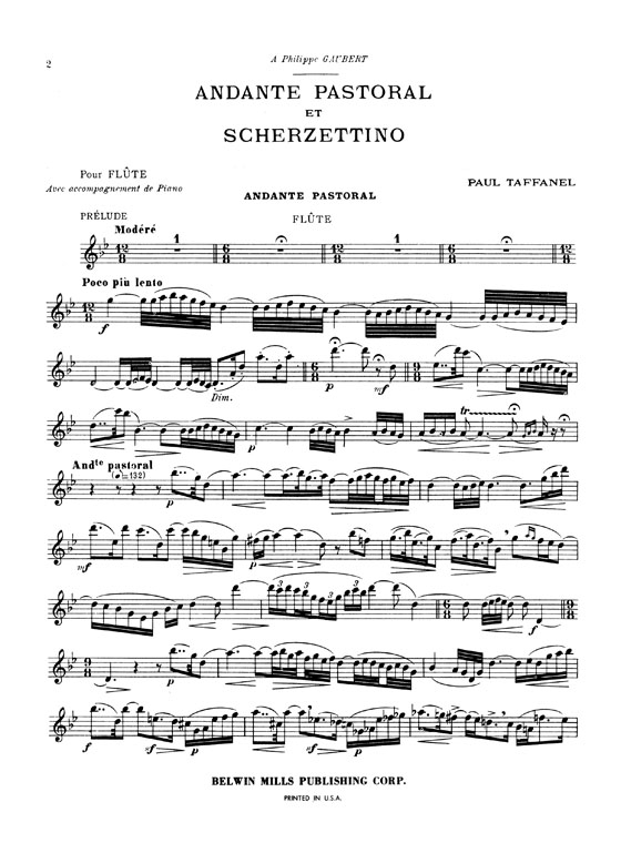 Paul Taffanel【Andante Pastoral et Scherzettino】for Flute and Piano