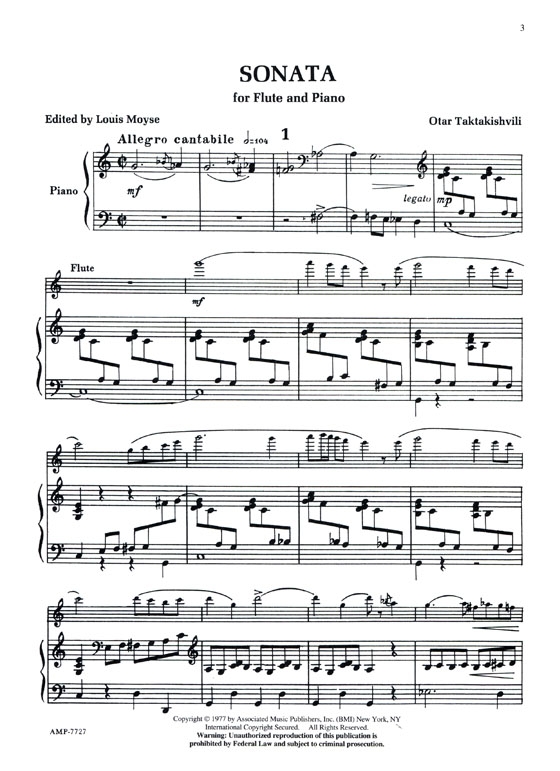 Taktakishvili【Sonata】for Flute and Piano Taktakishvili【Sonata】for Flute and Piano
