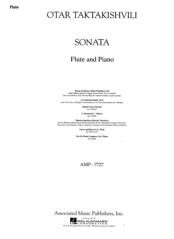 Taktakishvili【Sonata】for Flute and Piano Taktakishvili【Sonata】for Flute and Piano