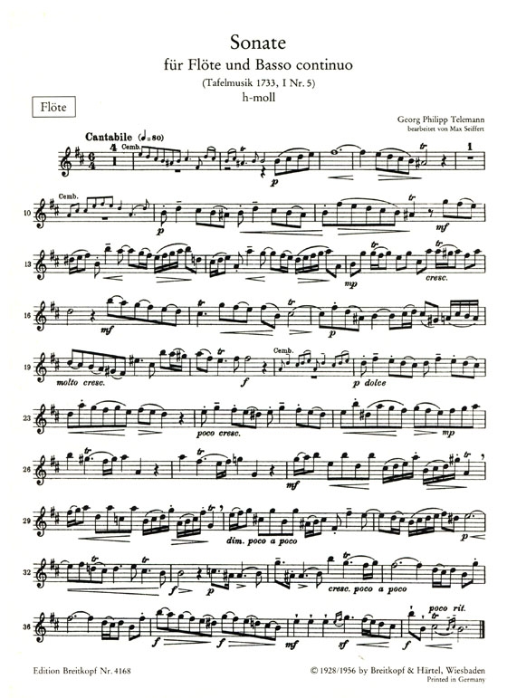 Telemann【Sonate , h-moll】für Flöte und Basso continuo Telemann【Sonate , h-moll】für Flöte und Basso continuo