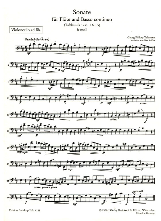 Telemann【Sonate , h-moll】für Flöte und Basso continuo