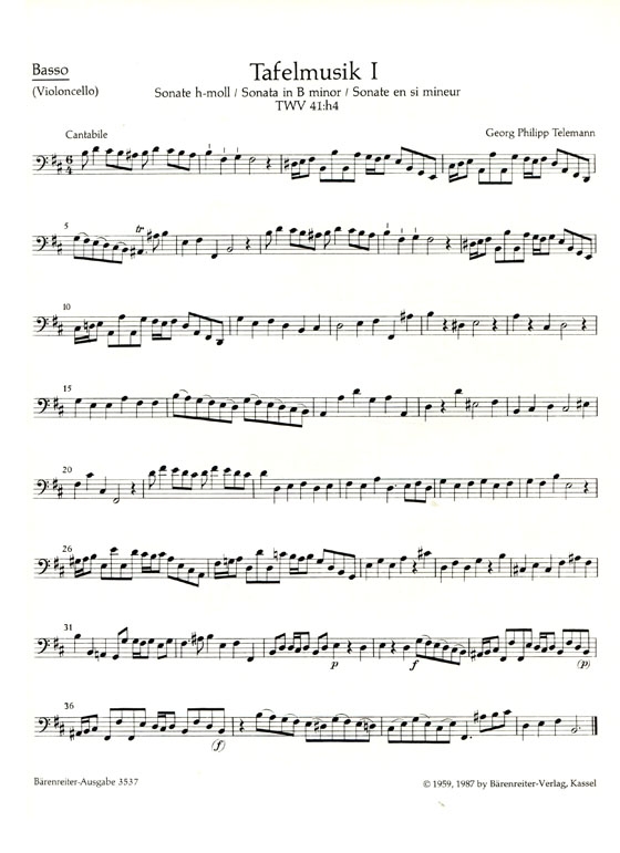 Telemann【Sonate (Solo) h-moll , TWV 41: h4】für Flöte und Basso continuo , Tafelmusik Ⅰ Telemann【Sonate (Solo) h-moll , TWV 41: h4】für Flöte und Basso continuo , Tafelmusik Ⅰ