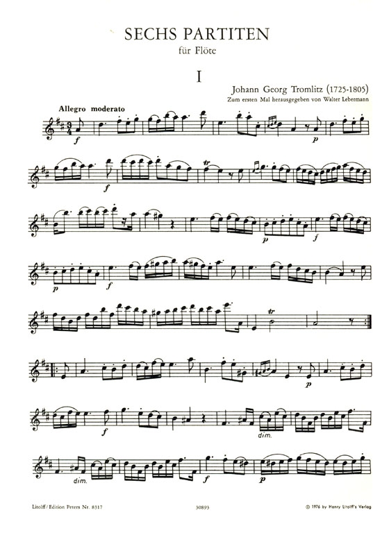 Tromlitz【6 Partiten】für Flöte