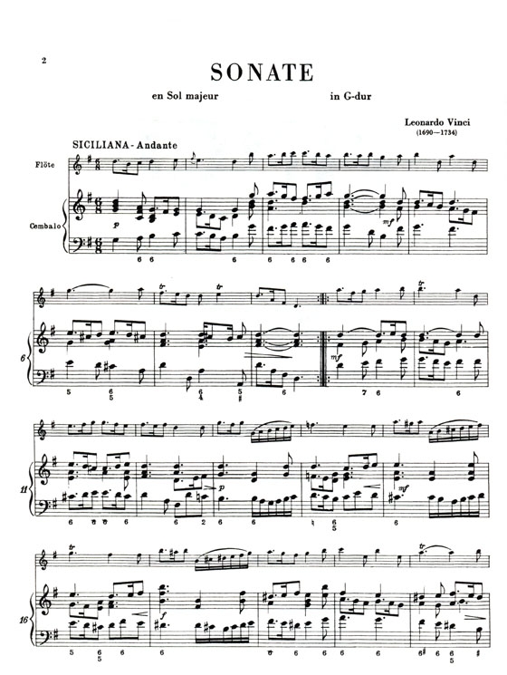 Vinci【Sonata In G Major】for Flute and Piano Vinci【Sonata In G Major】for Flute and Piano