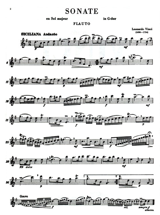 Vinci【Sonata In G Major】for Flute and Piano Vinci【Sonata In G Major】for Flute and Piano