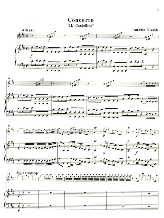 A. Vivaldi【Concerto , Il Gardellino Op. 10-3 , RV 428】for Flute and Orchestra Il Cardellino