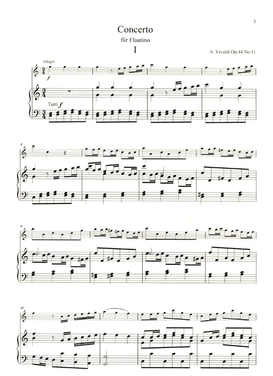 A. Vivaldi【Concerto für Flautino , Op. 44-11】Ausgabe  für und Klavier
