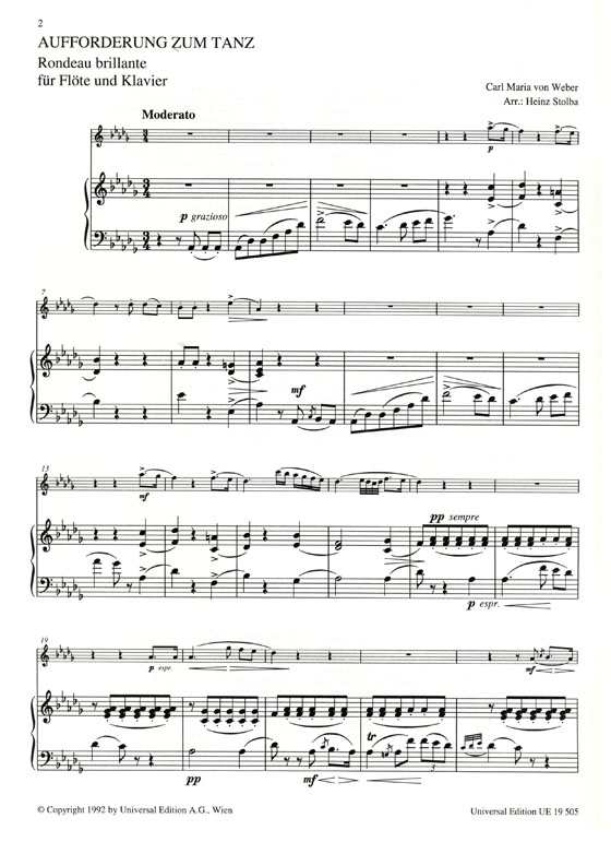 C.M.v. Weber【Aufforderung zum Tanz , Rondeau brillante】für Flöte und Klavier
