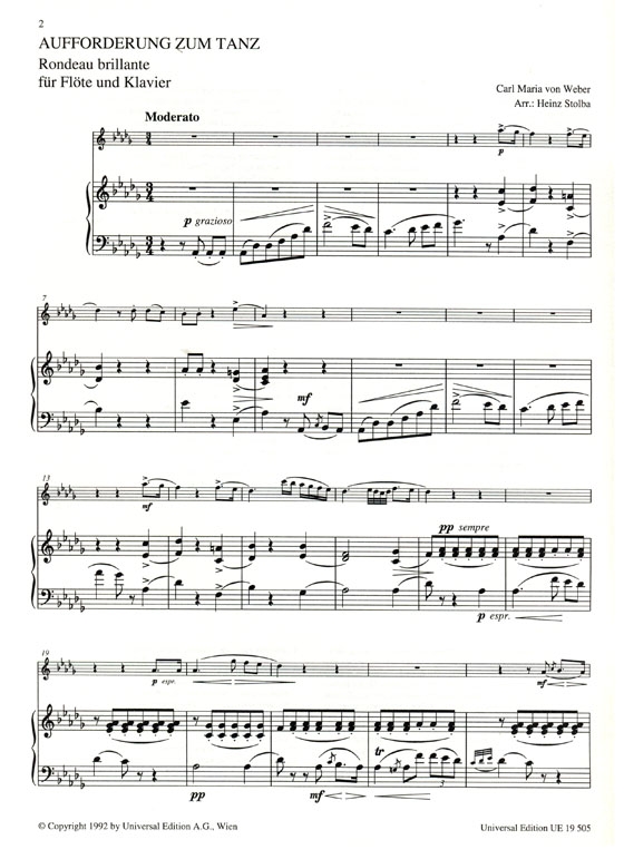 C.M.v. Weber【Aufforderung zum Tanz , Rondeau brillante】für Flöte und Klavier C.M.v. Weber【Aufforderung zum Tanz , Rondeau brillante】für Flöte und Klavier