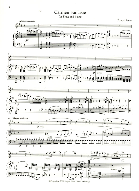 Francois Borne【Carmen Fantasie】for Flute and Piano