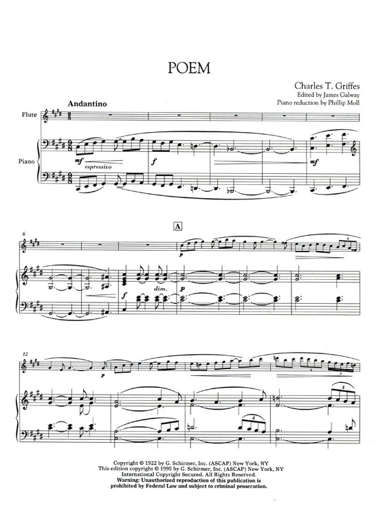 Charles T. Griffes【Poem】for Flute and Piano Charles T. Griffes【Poem】for Flute and Piano
