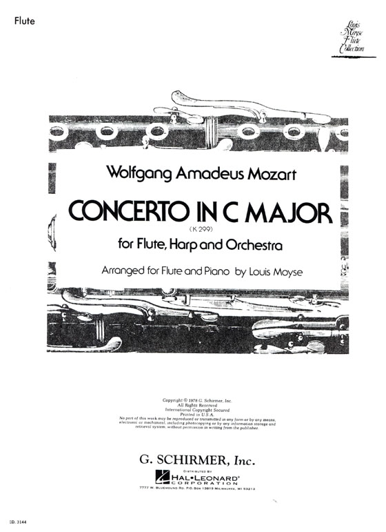 Wolfgong Amadeus Mozart【Concerto in C Major , K 299】for Flute and Piano Wolfgong Amadeus Mozart【Concerto in C Major , K 299】for Flute and Piano