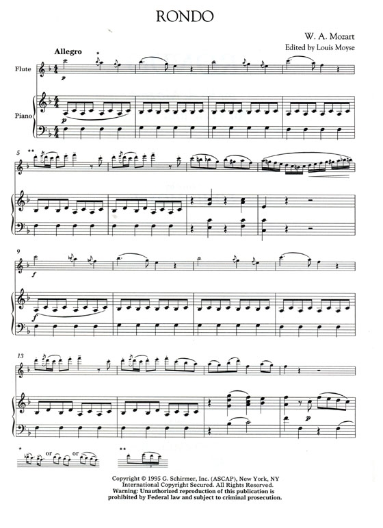 W.A. Mozart【Rondo】for Flute and Piano W.A. Mozart【Rondo】for Flute and Piano
