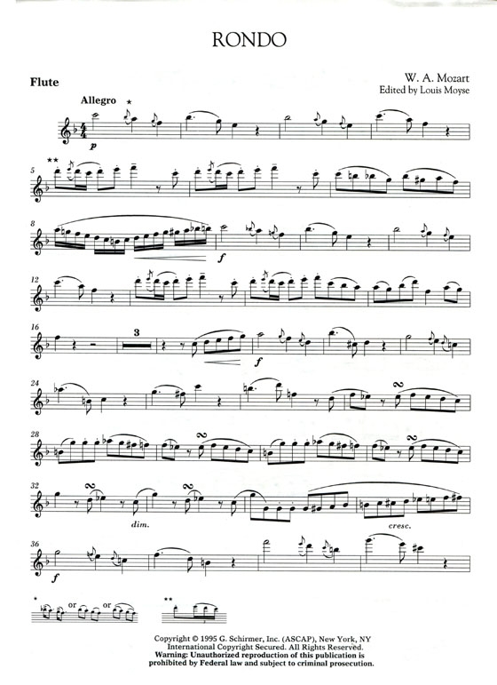W.A. Mozart【Rondo】for Flute and Piano W.A. Mozart【Rondo】for Flute and Piano