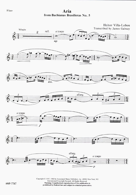 Heitor Villa-Lobos【Aria】from: Bachianas Brasilieras, No. 5 for Flute and Piano