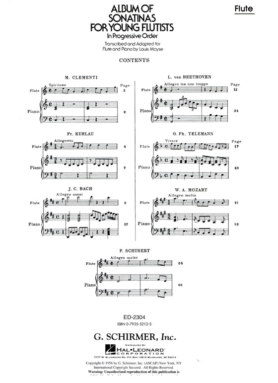 【Album of Sonatinas for Young Flutists】in Progressive Order for Flute & Piano