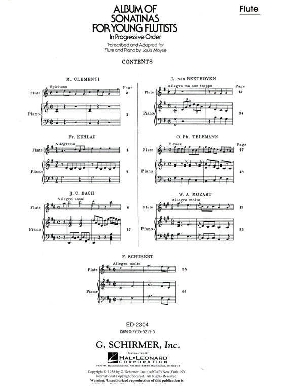 【Album of Sonatinas for Young Flutists】in Progressive Order for Flute & Piano 【Album of Sonatinas for Young Flutists】in Progressive Order for Flute & Piano