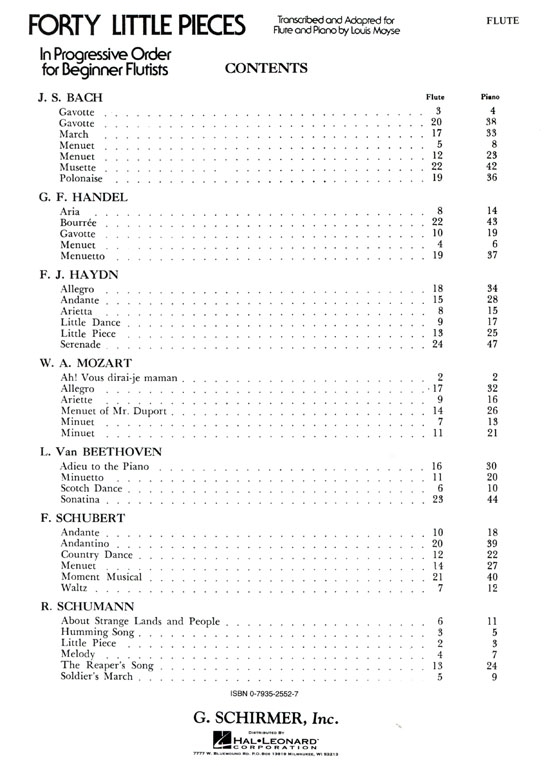 【Forty Little Pieces】in Progressive Order for Beginner Flutists for Flute & Piano