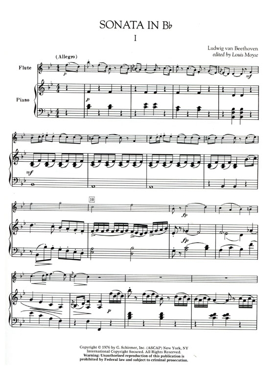 Two Miniatures【Beethoven , Sonata in B♭、Mozart , Rondo in E Minor】Flute and Piano