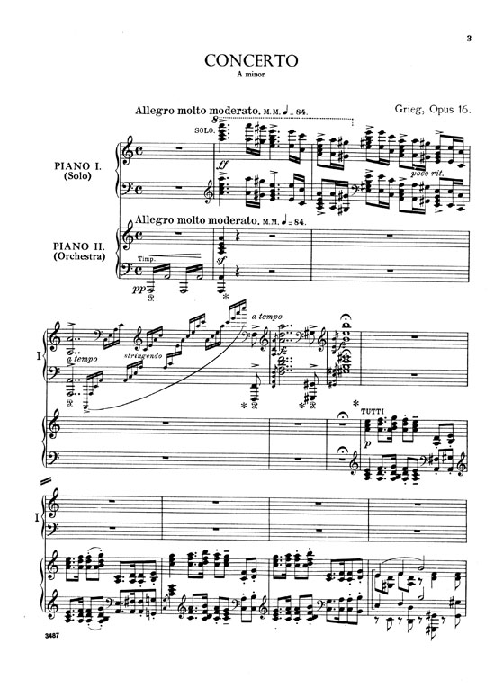 Grieg【Piano Concerto In A Minor , Opus 16】for Two Pianos / Four Hands