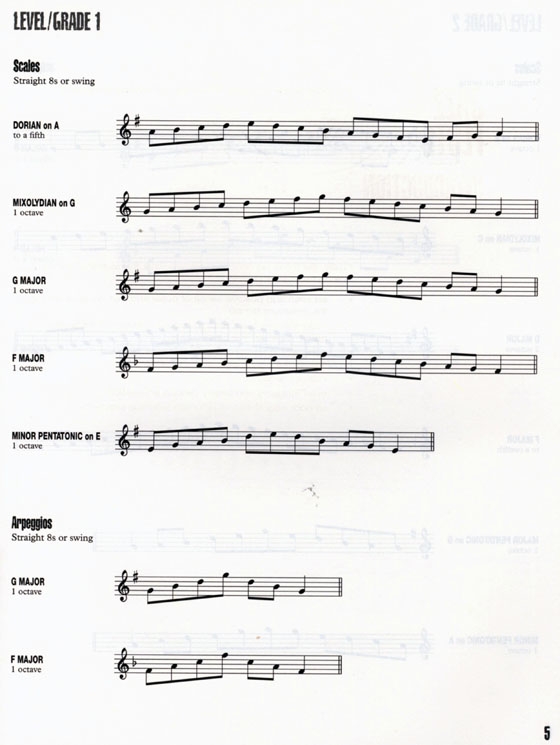 Jazz Flute Scales , Levels / Grades 1-5