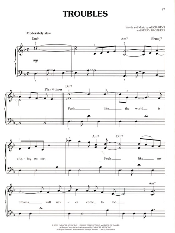 Alicia Keys【Song s in A minor】Easy Piano